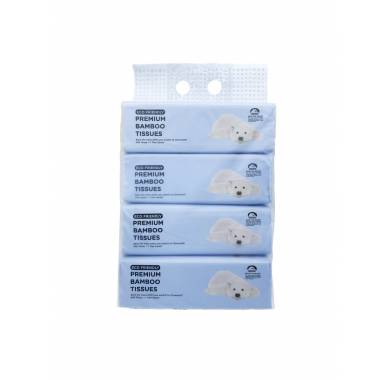 [Bundle of 4 Packs] Cloversoft Unbleached Bamboo Facial Tissues, No Bleach Pulp (2-Ply)