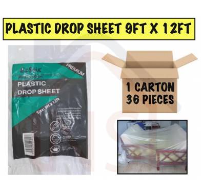 EZ Stik Drop Cloth Plastic Cover (1 CARTON 36 PCS) / Drop Sheet / Furniture Protection Cover